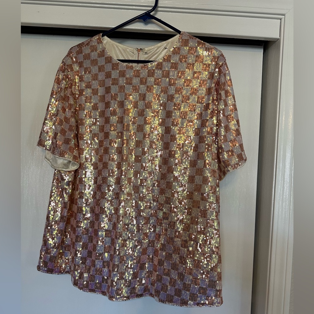 Sequin Checkered Top